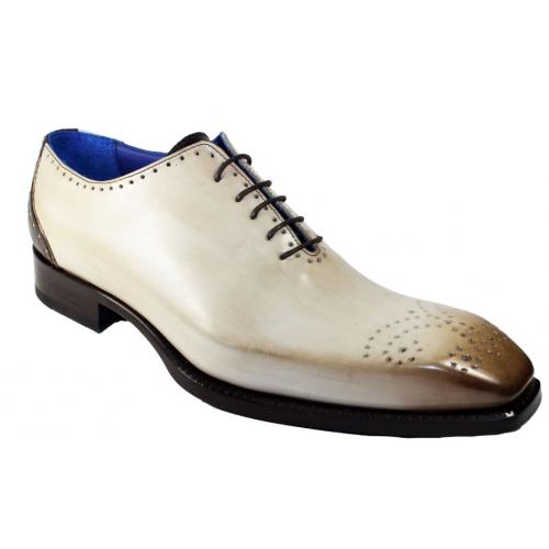 Emilio Franco "Lorenzo" Bone / Chocolate Genuine Calfskin Oxford Shoes.